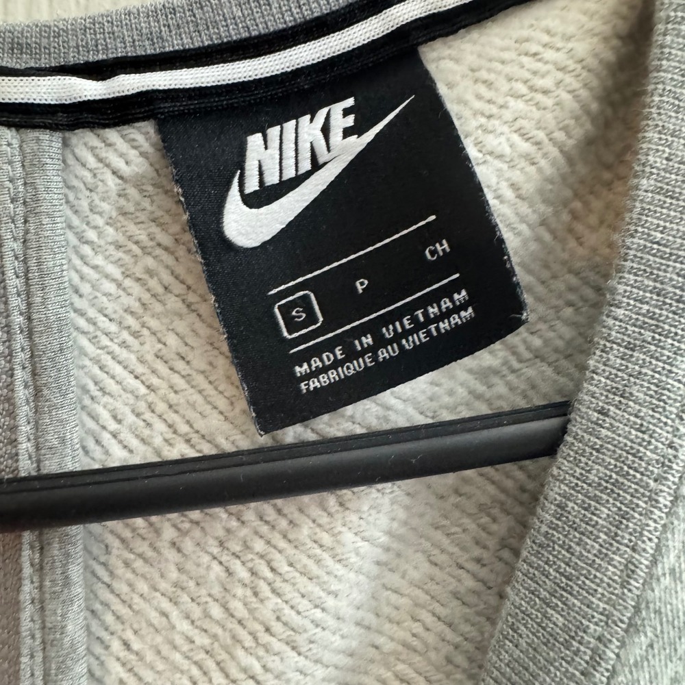 Nike Air Women Small Gray Cropped Sweatshirt Rose Gold Foil Logo Back Zip Crew - Picture 6 of 7
